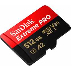 CARTE MEMOIRE SANDISK - MICROSDXC EXTREME PRO 512GB 200MB/S A2 C10 V30 UHS-I