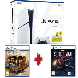 CONSOLE PS5 SLIM 1000 GO (1TO) + 3 JEUX (MILES MORALES + UNCHARTED LEGACY JEUX)