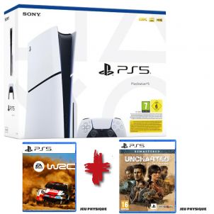 PACK CONSOLE PS5 SLIM 1TO + 3 JEUX ( WRC + UNCHARTED COLLECTION )