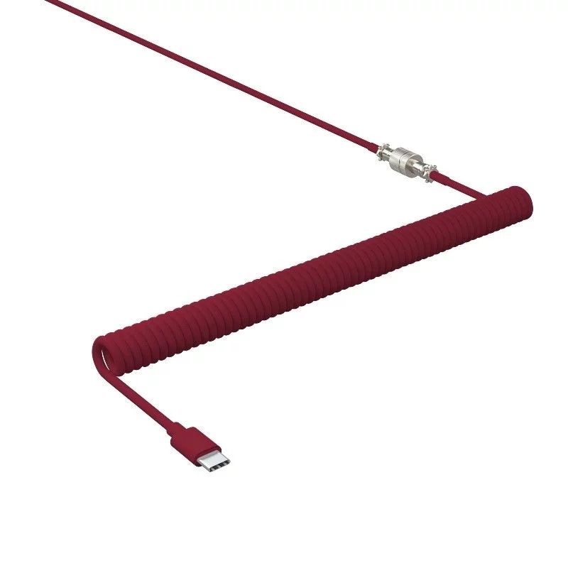 CABLE XTRFY CHERRY RED, USB-C VERS USB-A AVEC CONNECTEURS, COILED,TRESSE