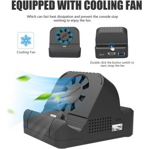 TV DOCKING STATION WITH COOLING FAN + USB 3.0 HUB FOR SWITCH / SWITCH OLED