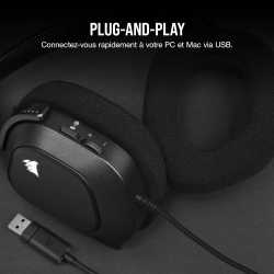 CASQUE CORSAIR HS80 RGB USB CARBON