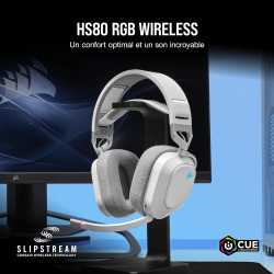 CASQUE CORSAIR HS80 RGB WIRELESS BLANC