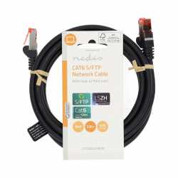 CABLE RESEAU RJ45 MALE/MALE - CAT6 S/FTP - NOIR - 2M NEDIS