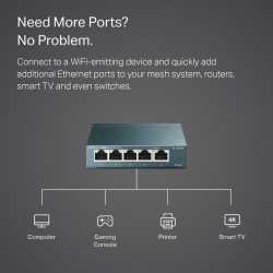 SWITCH TP-LINK TL-SG105 GIGABIT 5 PORTS BOITIER METAL