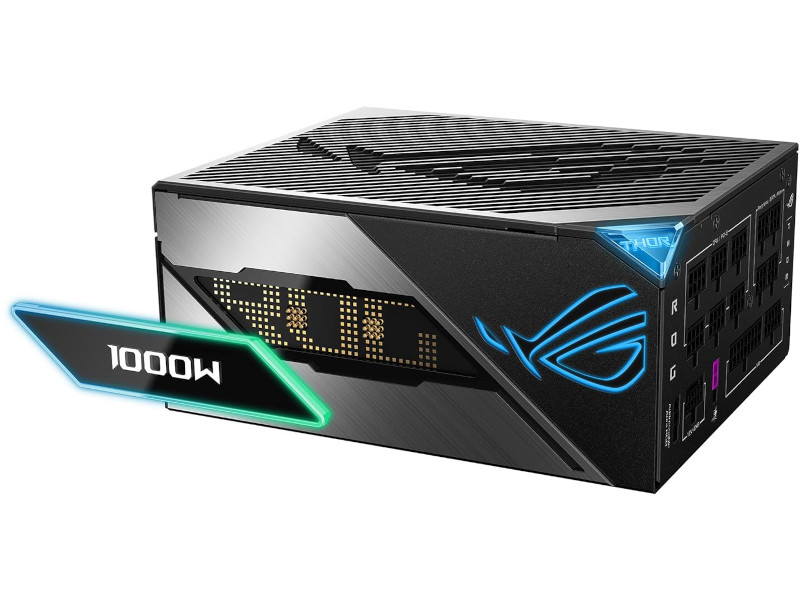 Vue de l'écran OLED de l'alimentation ROG Thor 1000W Platinum III