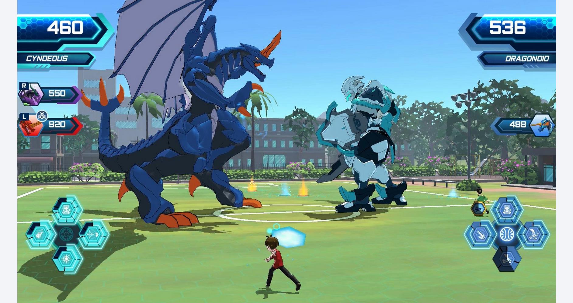 Bakugan affrontant des titans dans l'arène