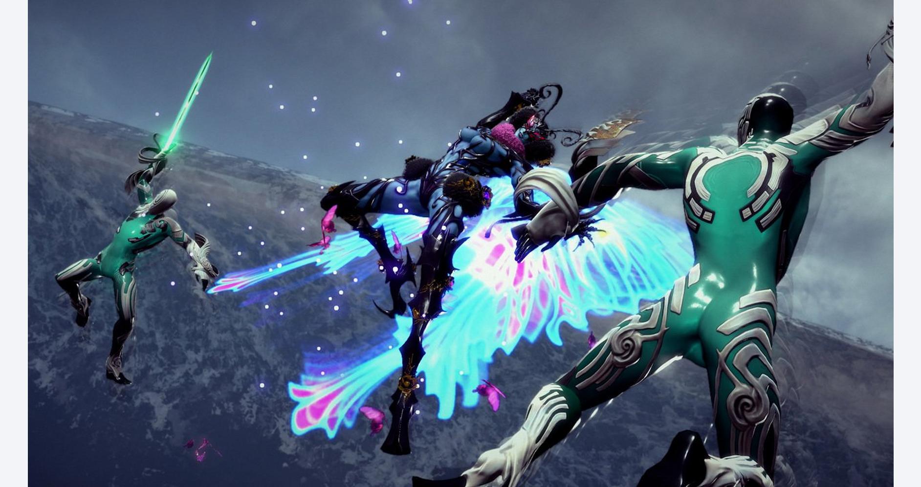 Bayonetta défiant des ennemis dans une bataille épique