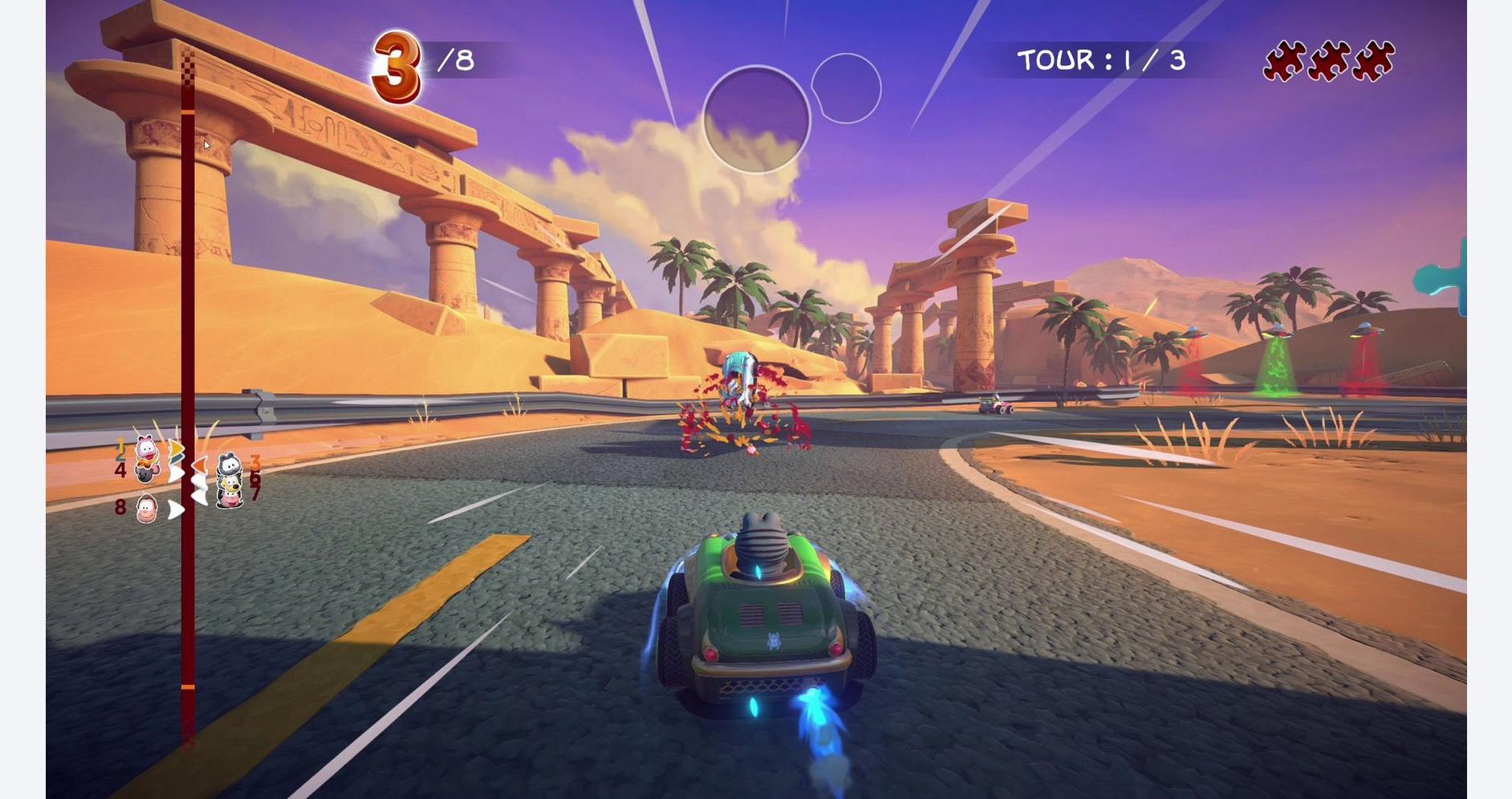 Courses survoltées et stratégiques dans Garfield Kart
