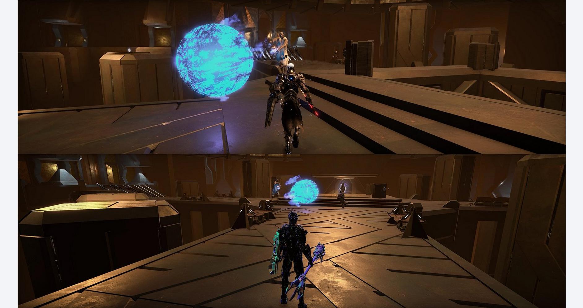 Combat dans une station spatiale en ruine
