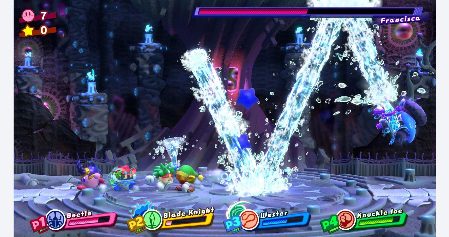 Kirby formant des alliances magiques avec ses amis