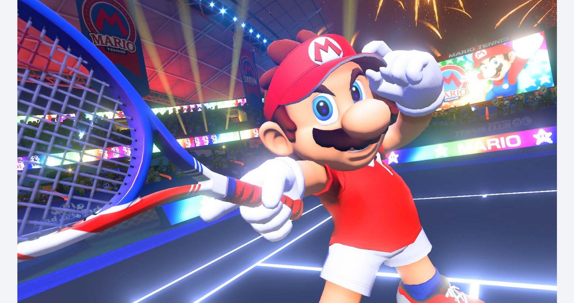 Mario sur le court de tennis