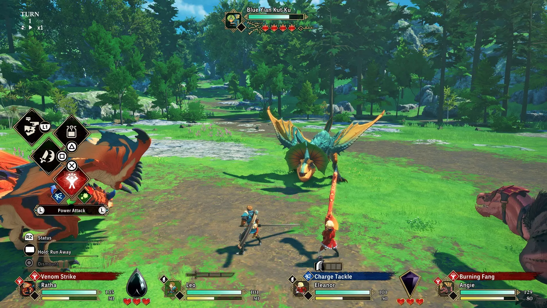 Combat au tour par tour dans Monster Hunter Stories 3
