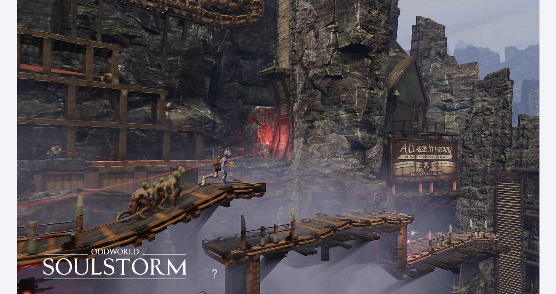 Abe dans une quête stratégique dans Oddworld: Soulstorm