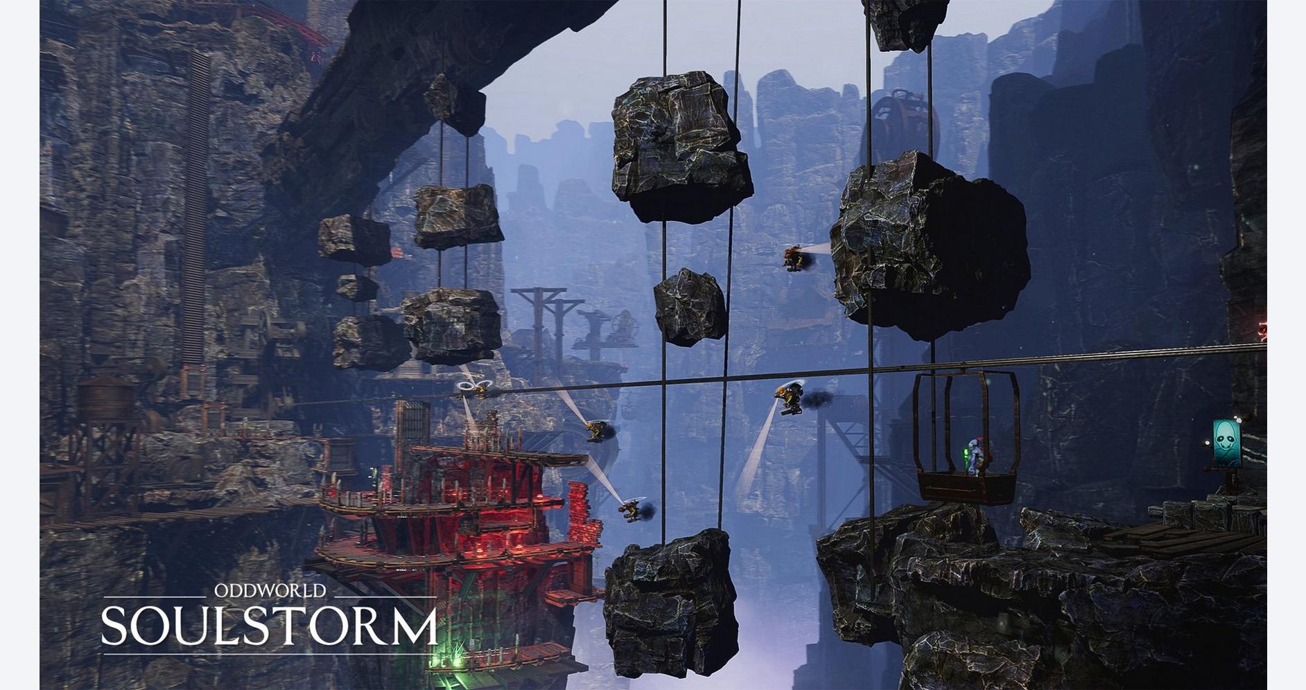 Abe et ses compagnons dans Oddworld: Soulstorm