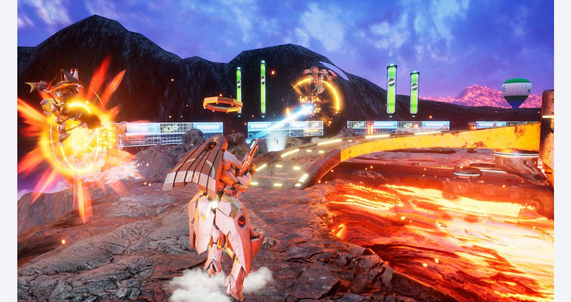 Mech dominant l'arène enflammée