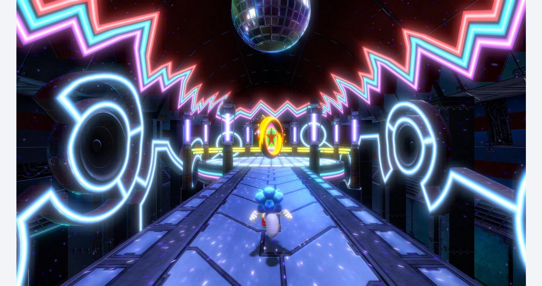 Sonic s'évadant à travers des mondes lumineux