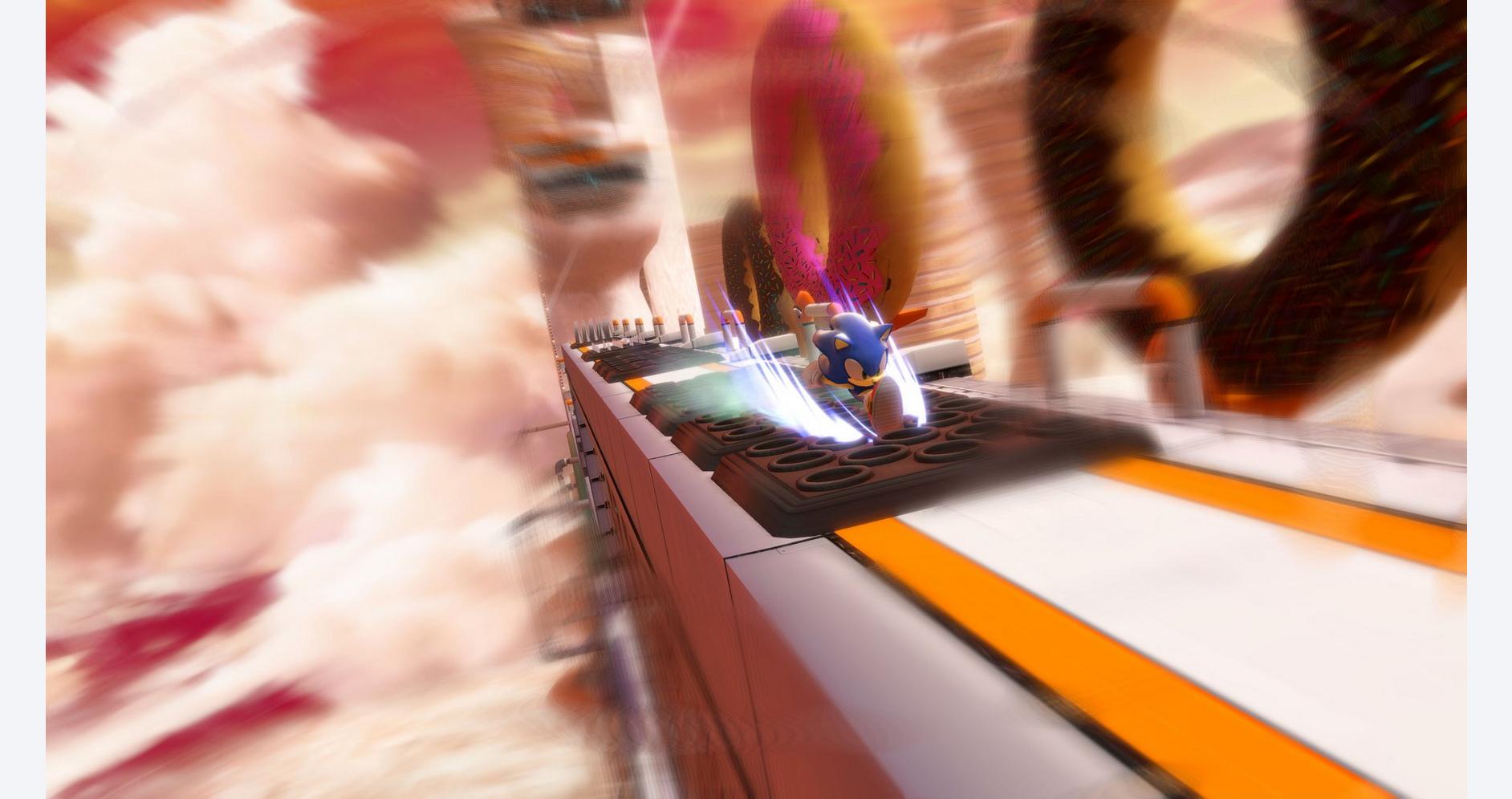Sonic plongeant dans un tourbillon de couleurs