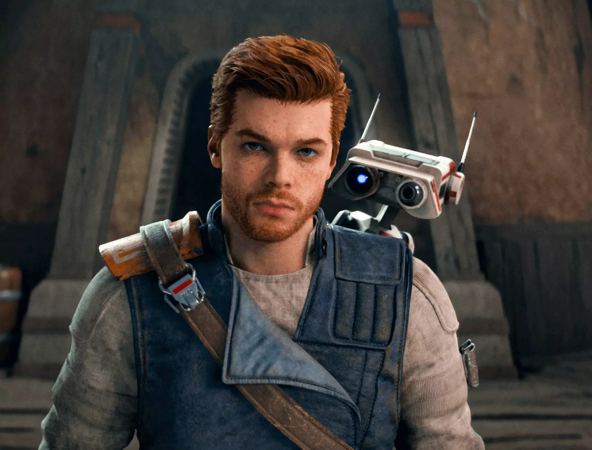 Cal Kestis, puissant chevalier Jedi, prêt à protéger ceux qu'il aime.