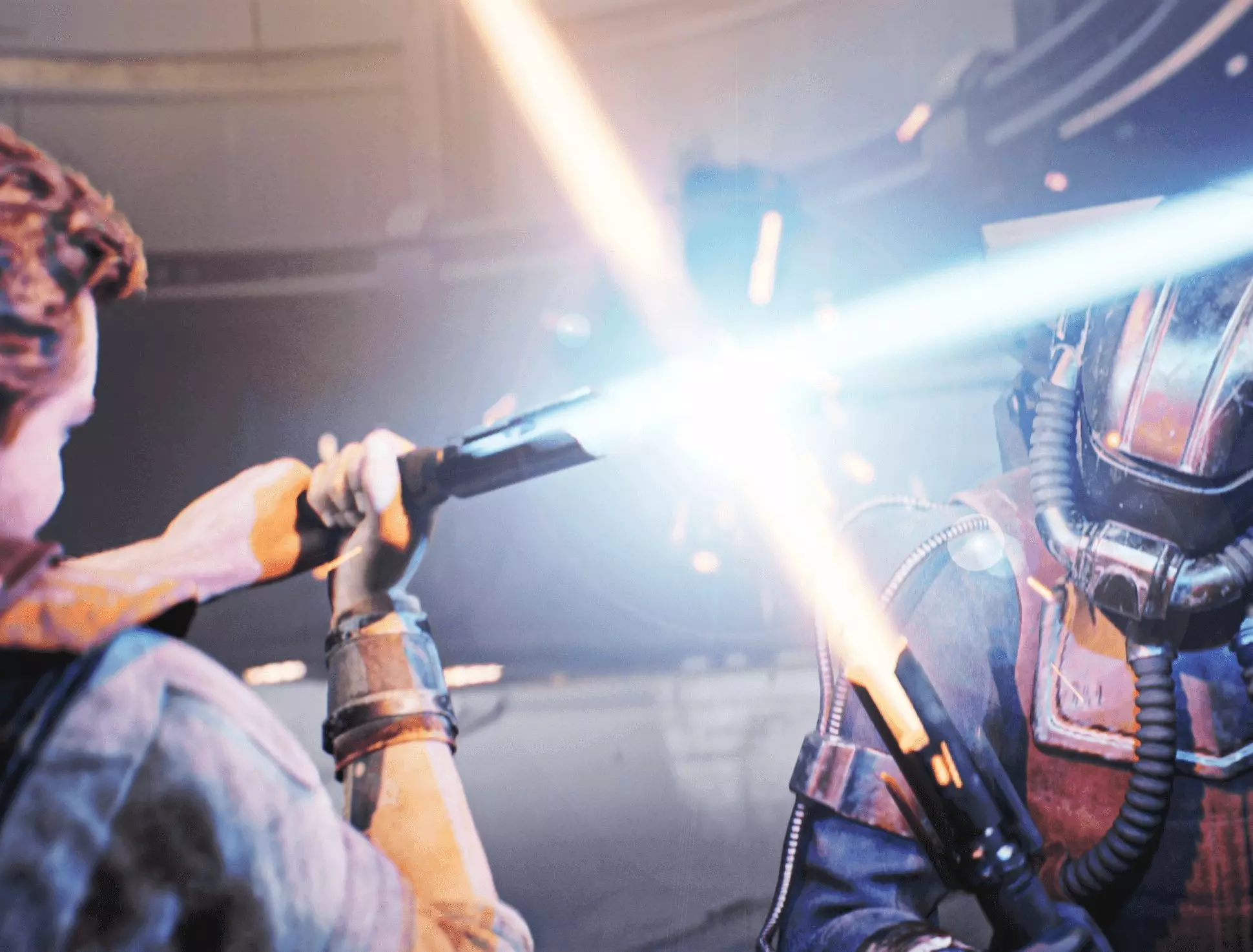 Cal utilisant des capacités de Force et des styles de combat au sabre laser.