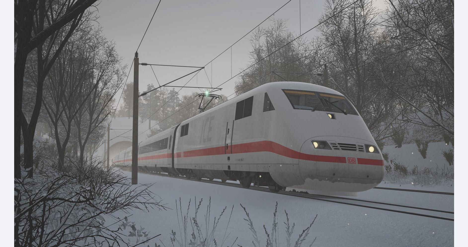 Train traversant un paysage enneigé