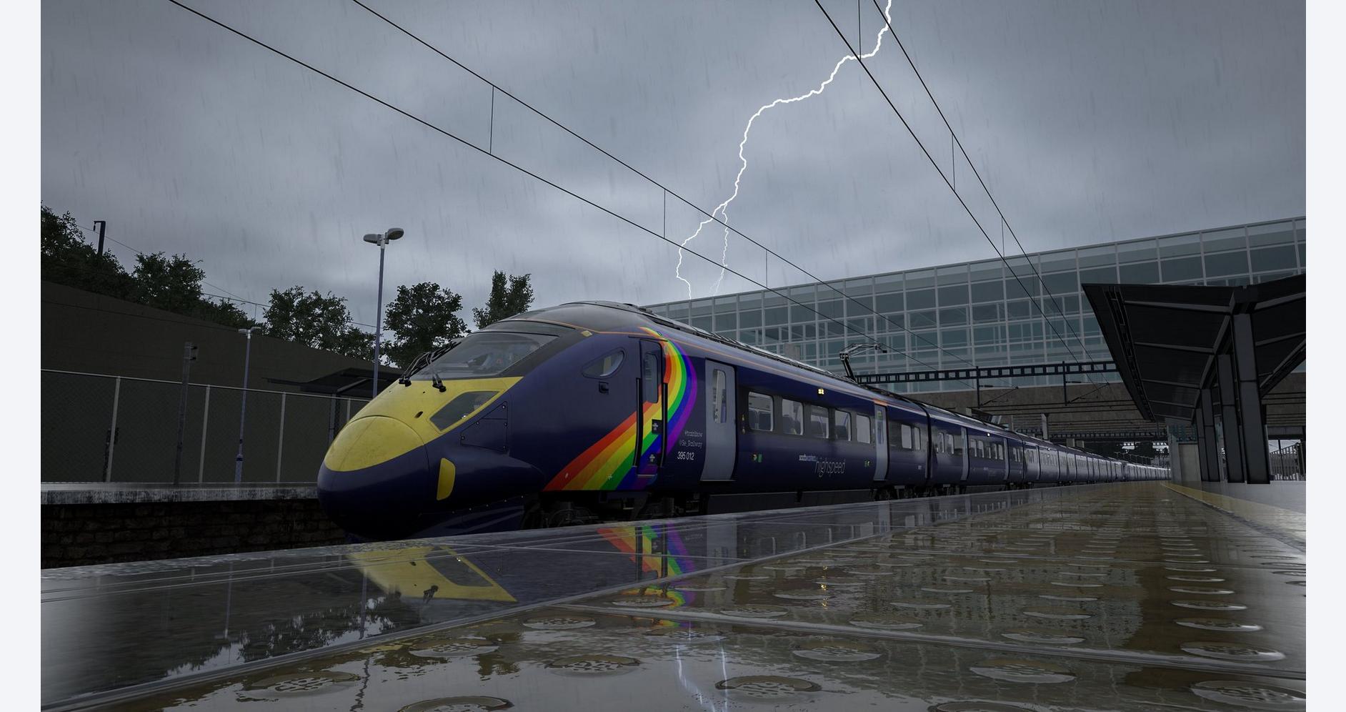 Train sous une tempête spectaculaire