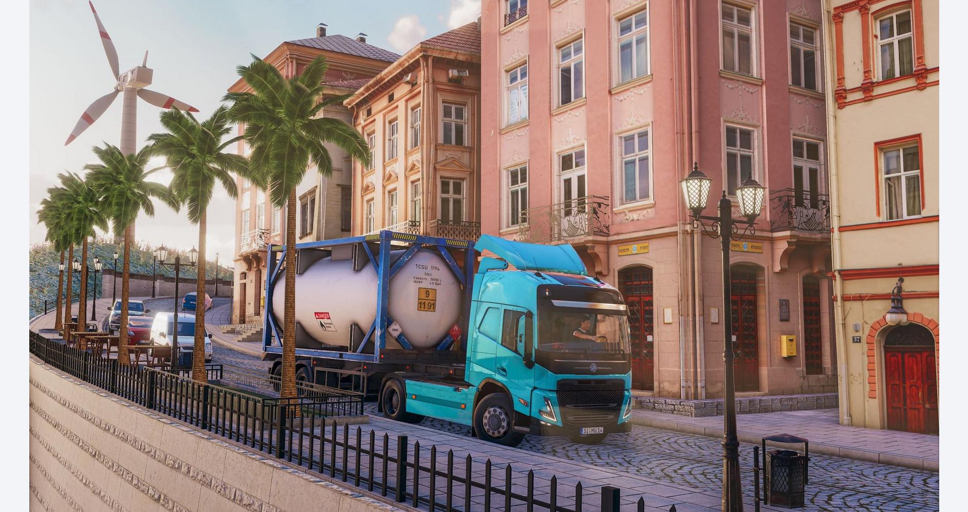 Camion sur une route panoramique
