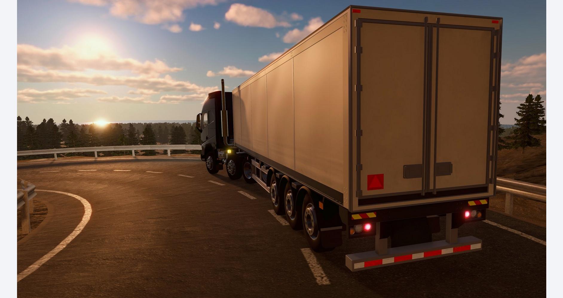 Camion sur la route vers l'horizon infini