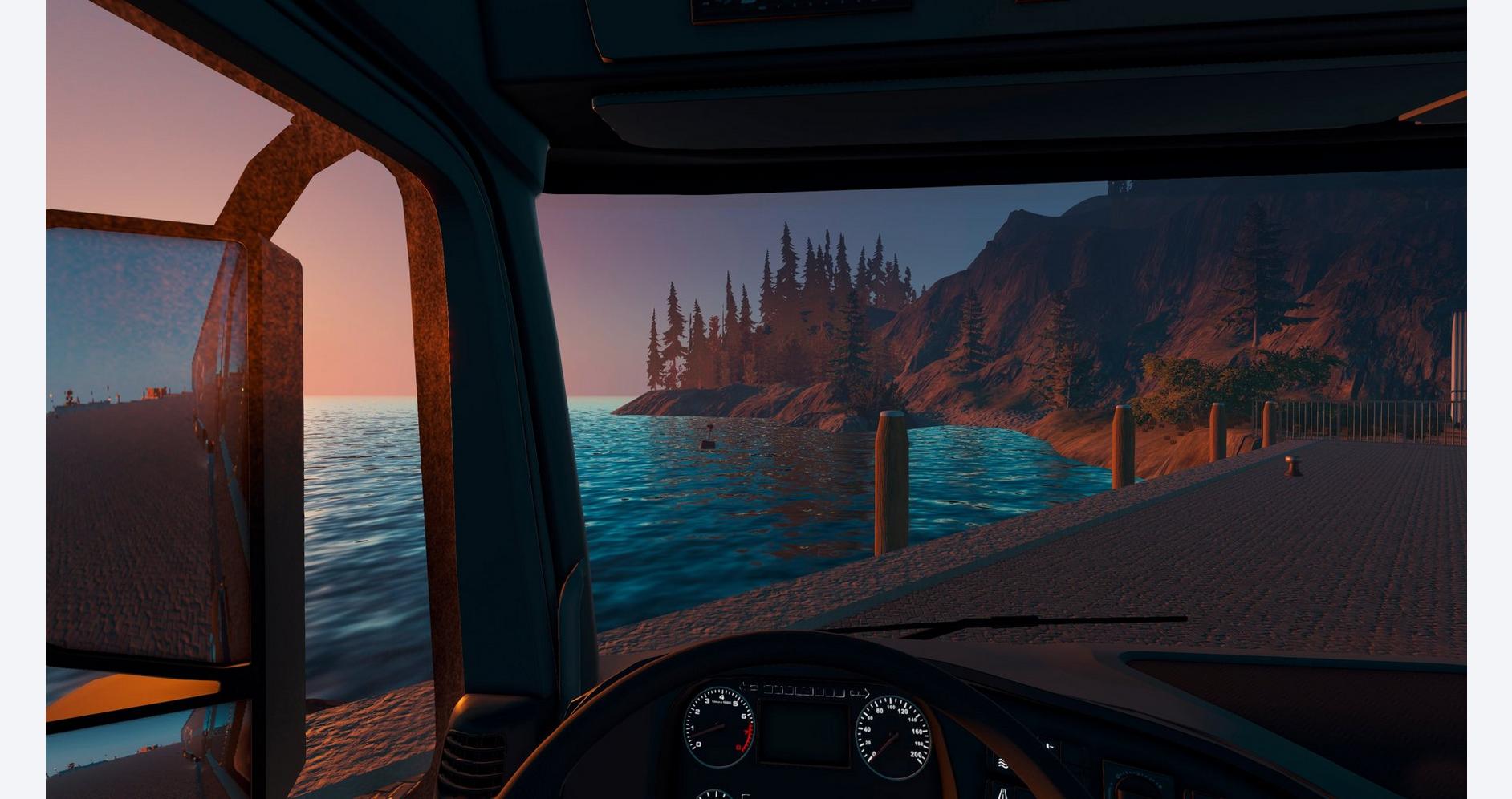 Camion dans un panorama à couper le souffle