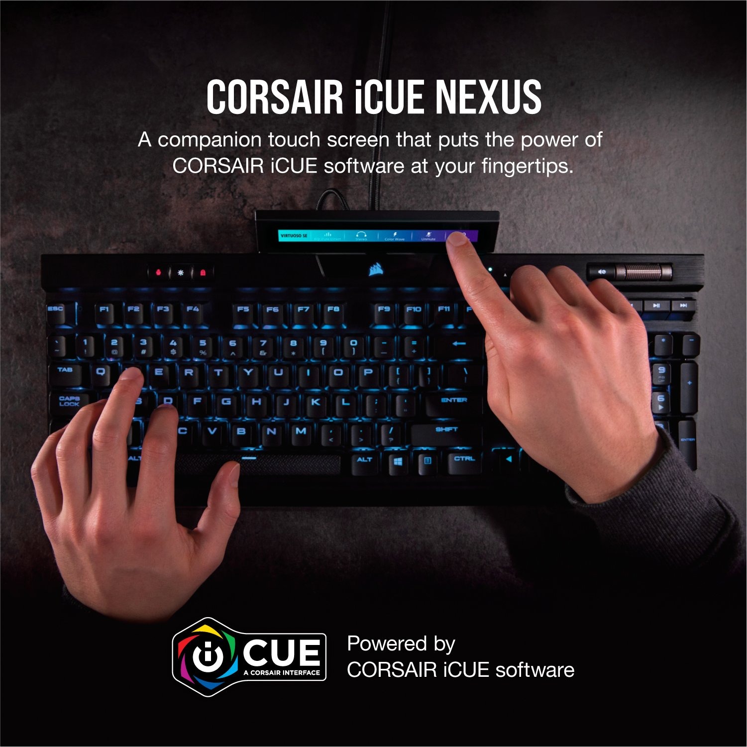 iCUE NEXUS autre angle — Vue du produit iCUE NEXUS Companion Touch Screen sous un autre angle.