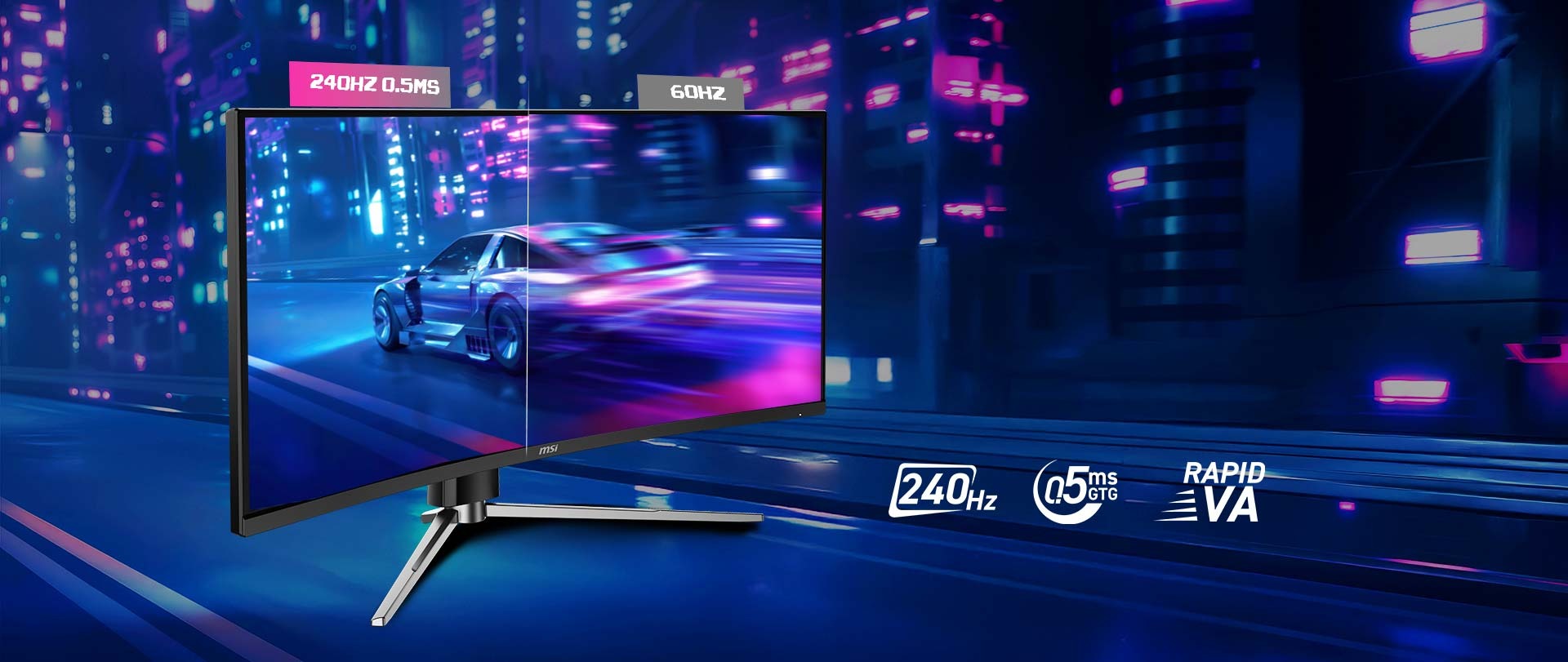 Fluidite et precision en jeu — Le taux de rafraichissement 240 Hz et le temps de reponse 0,5 ms (GtG, min) pour une action